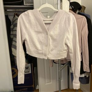 COS light blue gray 100% cashmere crop cardigan